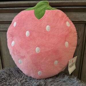 Charming Pink Strawberry Accent Pillow